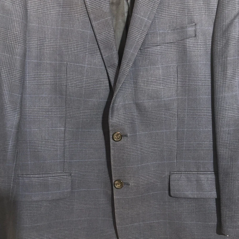 Ralph Lauren Blue Plaid Mens Blazer Size 44R 52% silk-sole and 48% wool-laine